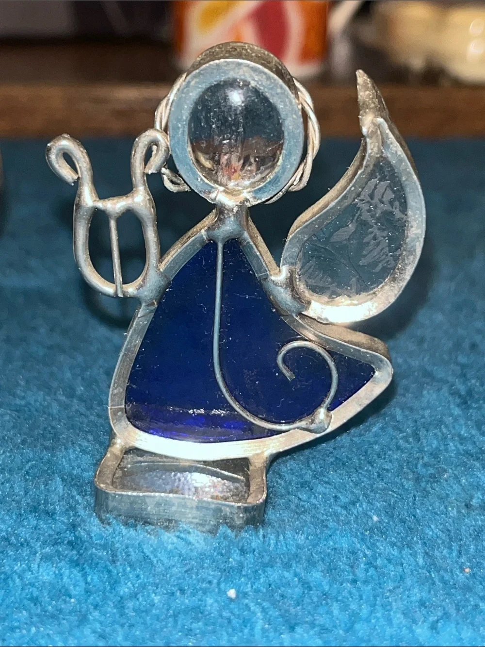 Stained Glass Angel Freestanding 3 pc Set - Love, music, reading 026